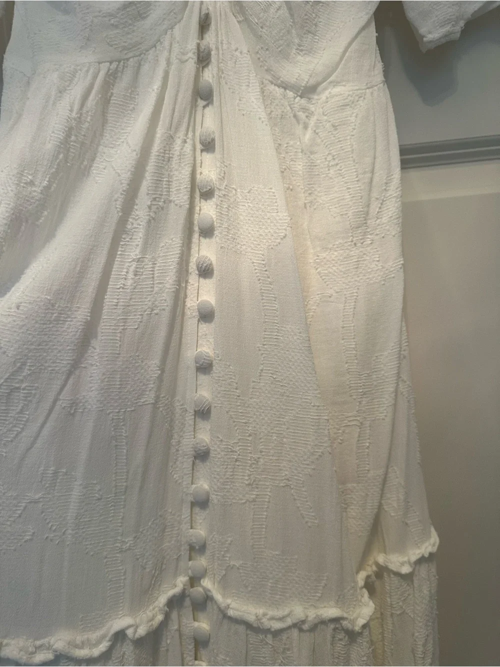 Anthropologie White Tiered Button-Front Maxi Dress